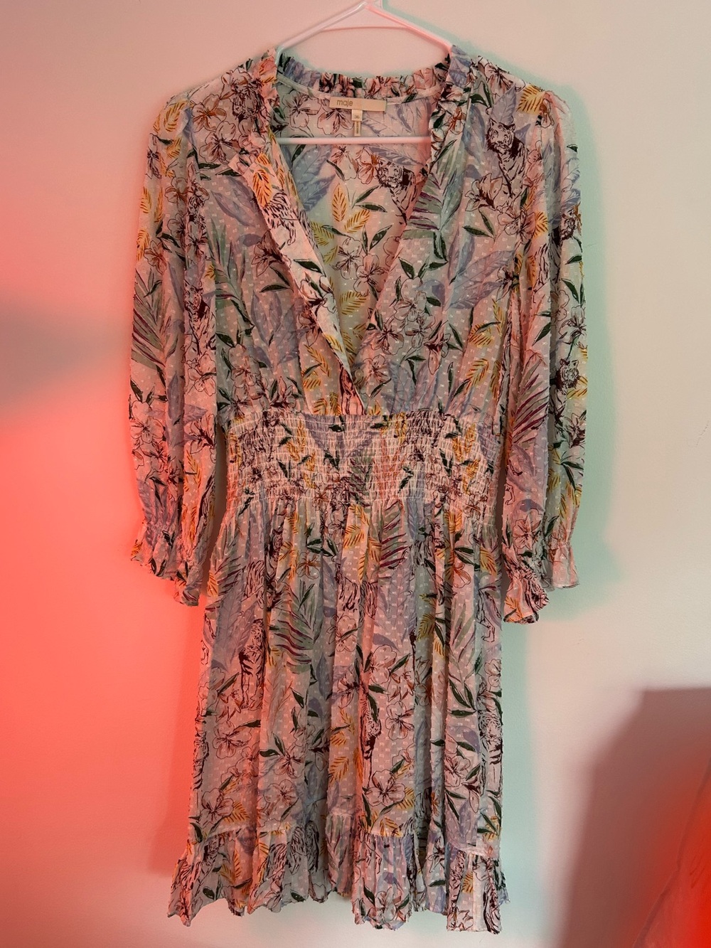 Maje Rythonela Smocked Printed Dress - Picture 6 of 10